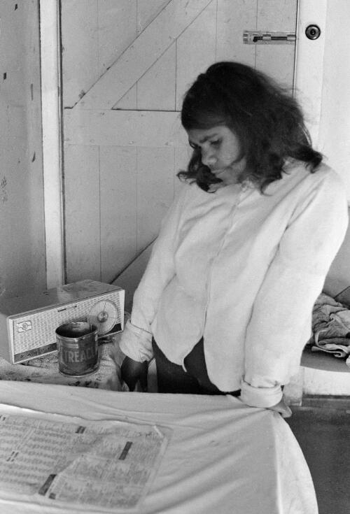An aboriginal widow inside her home at Lake Tyres Mission, Victoria, ca. 1965 [picture] / Albert W. Brown