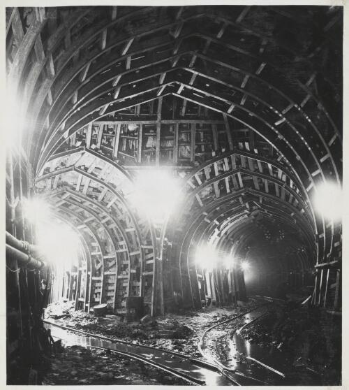Murray 1 Power Station pressure tunnel bifurcate, Snowy Mountains, New South Wales, July 1963 [picture] / Thiess Bros Pty Ltd