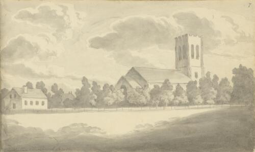 Episcopalian church and school, Evandale, Tasmania, ca. 1850 [picture] / John Richardson Glover