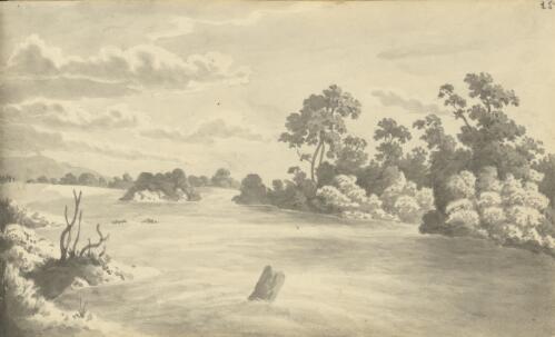 River in flood, Evandale?, Tasmania, ca. 1850 [picture] / John Richardson Glover