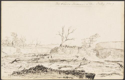 Aboriginal camp on the River Torrens, South Australia, 1849 [picture] / W. R. Thomas