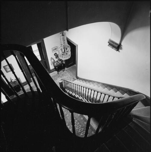 Interior staircase of Manar Homestead, Braidwood, New South Wales, ca. 1970 [picture] / Wes Stacey