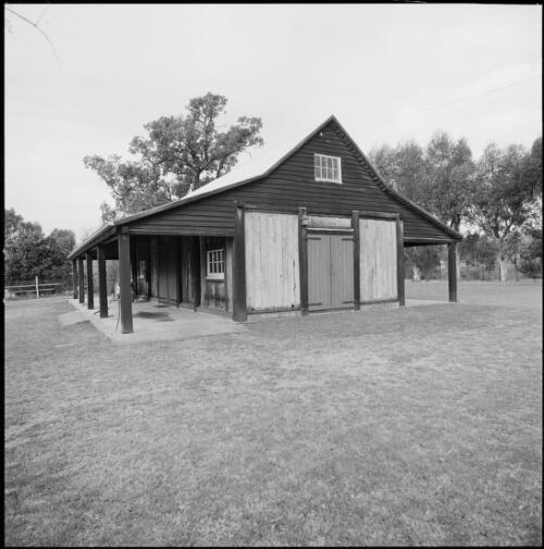 Rear view of outbuilding at Belltrees, Scone, New South Wales, ca. 1970 [picture] / Wes Stacey