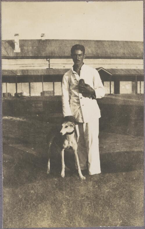 Karl Lehmann with a greyhound, Rottnest Island, Western Australia, ca. 1915 [picture]