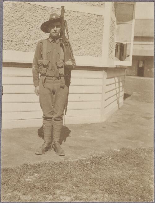 Camp guard on duty, Rottnest Island, Western Australia, ca. 1915 [picture] / Karl Lehmann