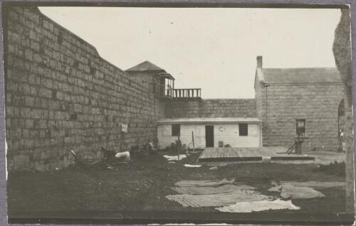Inside courtyard, with the water pump and exit gate to the right, Trial Bay, New South Wales, ca.1917 [picture]