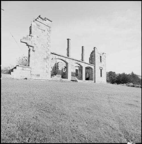 View of hospital ruins, former penal settlement site, Port Arthur, Tasmania, ca. 1970 [picture] / Wes Stacey