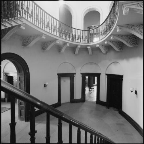 View from staircase of interior of Elizabeth Bay House, Sydney, New South Wales, ca. 1970 [picture] / Wes Stacey