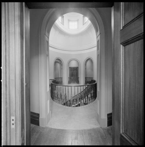 View through doorway of upper floor of Elizabeth Bay House, Sydney, New South Wales, ca. 1970 [picture] / Wes Stacey