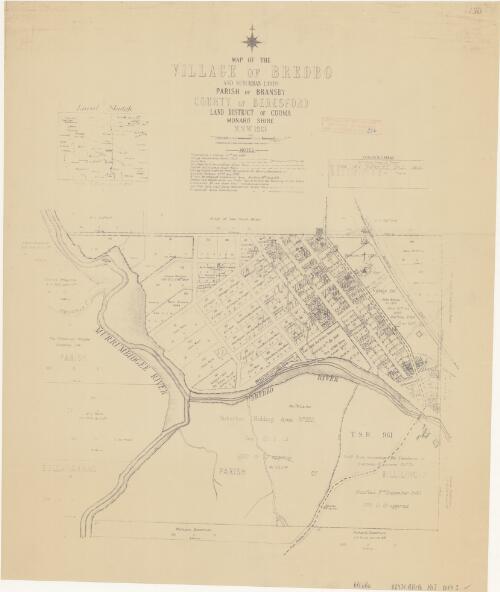 Map of the village of Bredbo and suburban lands : Parish of Bransby, County of Beresford, Land District of Cooma, Monaro Shire, N.S.W. / compiled, drawn and printed at the Department of Lands, Sydney, N.S.W., 1913 ; J.A. Miller
