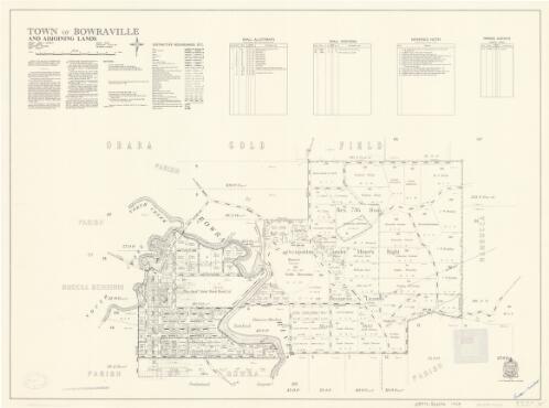 Town of Bowraville and adjoining lands [cartographic material] : Parishes - Bowra & Missabotti, County - Raleigh, Land District - Bellingen, Shire - Nambucca / printed & published by the Dept. of Lands Sydney