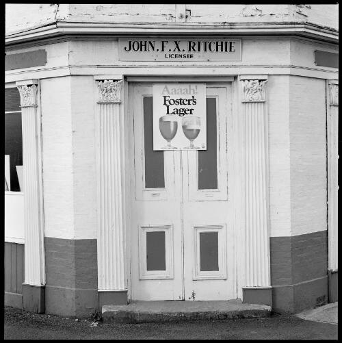 Doorway of John F.X. Ritchie's Hotel, Evandale, Tasmania, ca. 1970 [picture] / Wes Stacey