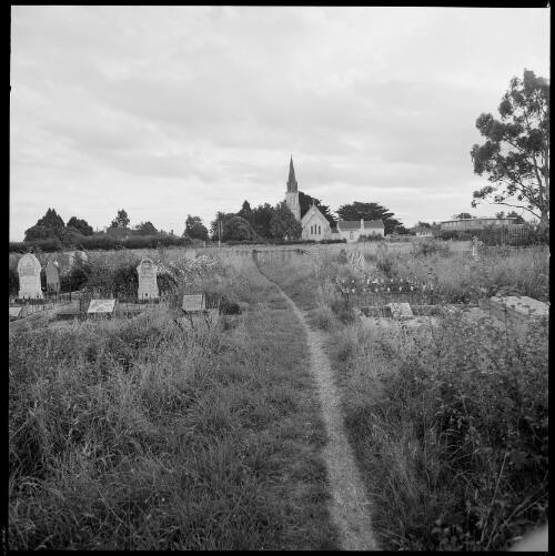 Church of England and cemetery, Evandale, Tasmania, ca. 1970 [picture] / Wes Stacey