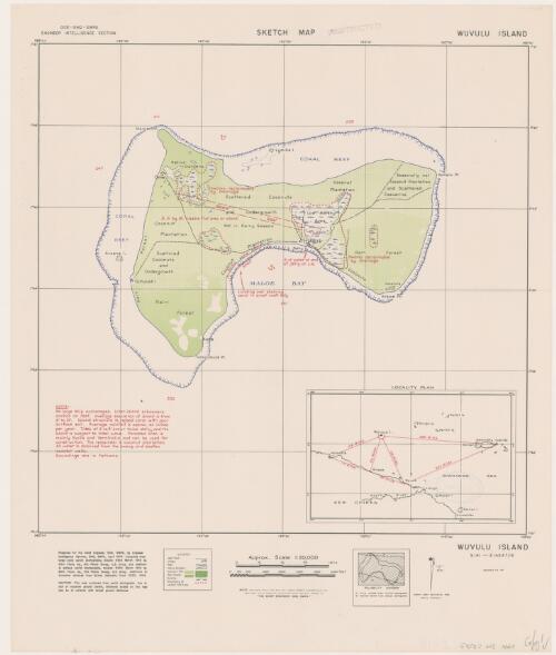Sketch map Wuvulu Island / prepared for the Chief Engineer, GHQ, SWPA, by Engineer Intelligence Section, GHQ, SWPA; compiled by 25th Photo Sql, 6th Photo Group U.S.Army; reproduced by OCE - GHQ