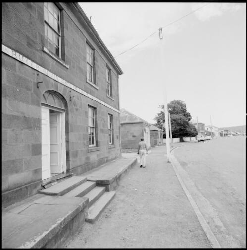 Entrance and facade of the old Midland Hotel, Oatlands, Tasmania, ca. 1970 [picture] / Wes Stacey