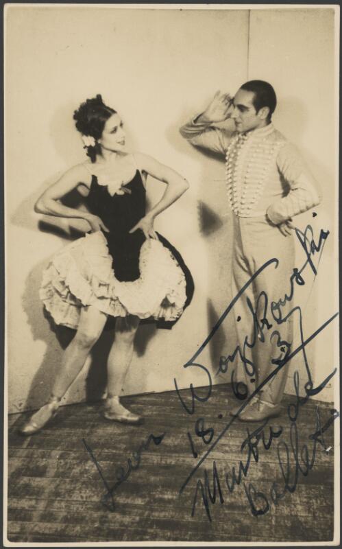 Valentina Blinova as the street dancer and Leon Woizikowsky as the Hussar in Le beau Danube, Monte Carlo Russian Ballet, 1936, 1 [picture] / Leicagraph Pty. Ltd