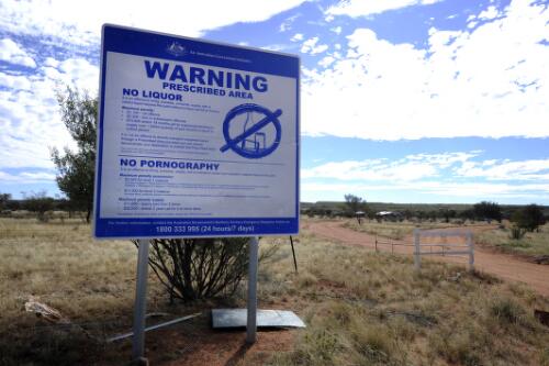 Prohibition warning sign at the front gate of an Indigenous community in Central Australia, Northern Territory, 8 June 2010 [picture] / Darren Clark
