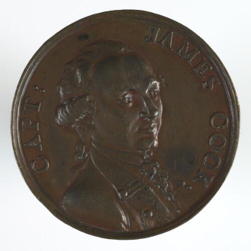 Courage and perseverance medallion made to commemorate the death of Captain James Cook, 1780 [realia]