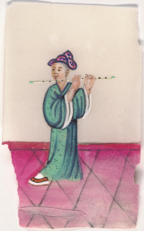 [Qing dai min jian yu le tu. Chui di = Set of paintings on Chinese entertainments in Qing dynasty China. Playing a flute]