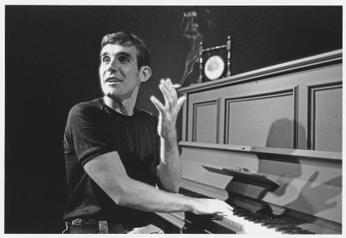 Actor Nick Enright at the piano, Nimrod Theatre, Kings Cross, Sydney, 1976 / Robert McFarlane