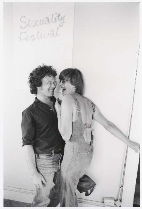Cartoonist Patrick Cook and actor Jude Kuring at the Sexuality Festival, Petersham, New South Wales, 1980 / Robert McFarlane