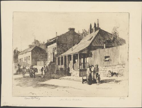 Non-commissioned officers' quarters', Kent Street, Sydney, 1911 [picture] / Lionel Lindsay