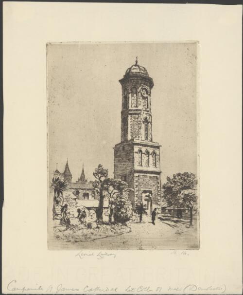 Tower of St. James Old Cathedral, Melbourne, Victoria, 1914 [picture] / Lionel Lindsay