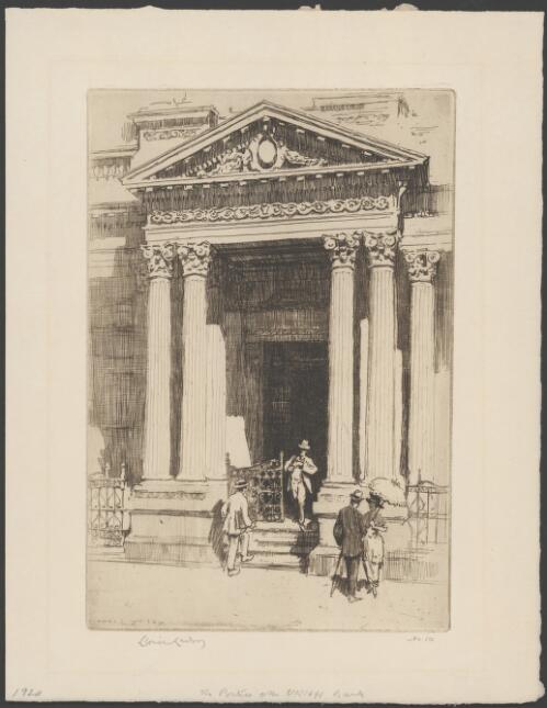 The  portico of the Union Club, King William Street, Adelaide [picture] / Lionel Lindsay