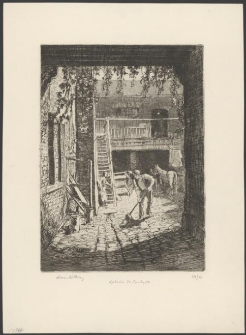 Old courtyard in Latrobe Street, Melbourne, 1914 [picture] / Lionel Lindsay