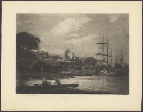 Eaton's timber yard, Berry's Bay, New South Wales, 2 [picture] / Lionel Lindsay