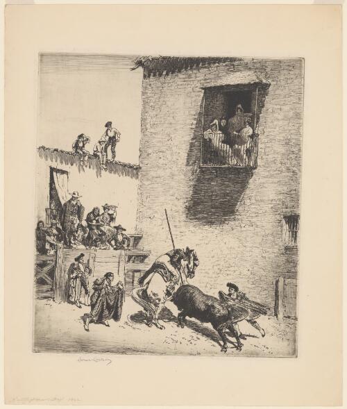 Bull fight in an Andalusian village, Spain [picture] / Lionel Lindsay