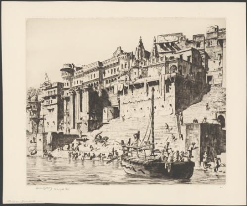 Palaces, Benares, India, 1929 [picture] / Lionel Lindsay