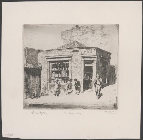 The lolly shop, Essex Street, The Rocks, Sydney, 1923 [picture] / Lionel Lindsay