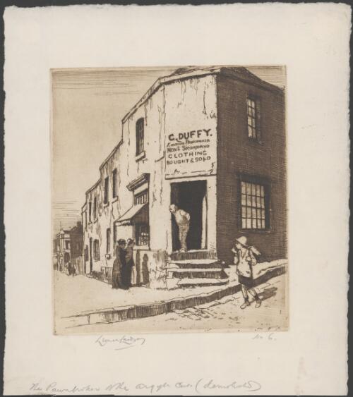 Corn Duffy's Pawnbroker store, Argyle Cut, Sydney, 1917 [picture] / Lionel Lindsay