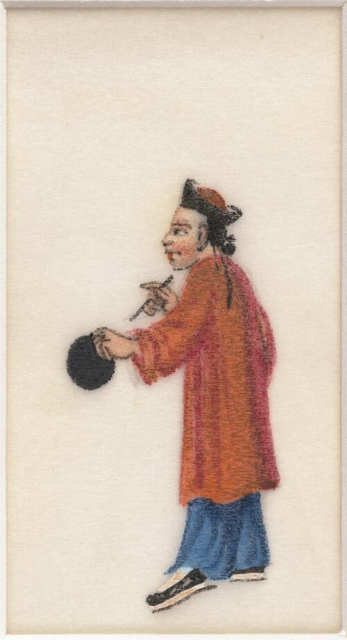 [Qing dai min jian sheng huo tu ji. Qiao luo nan zi = Set of paintings on daily life in Qing dynasty China. Man playing gong]