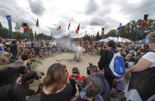 Smoking ceremony at the Tent Embassy, Parkes, Australian Capital Territory, 2012 [picture] / Loui Seselja