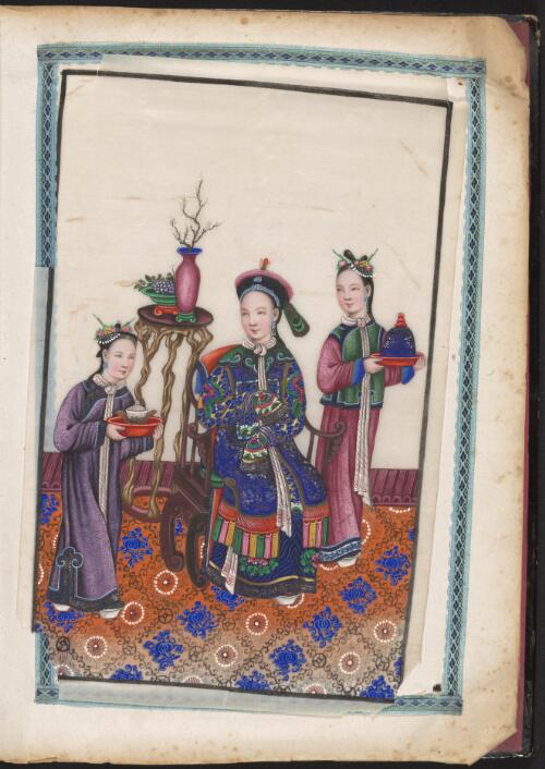 [Qing dai guan huan ren jia ju jia sheng huo tu ji. Shi feng dian xin = Court life in Qing dynasty China. Serving dessert]