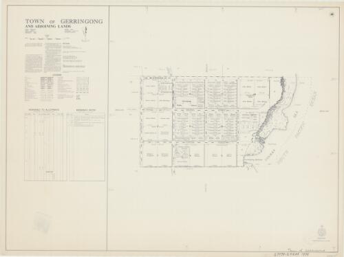 Town of Gerringong and adjoining lands [cartographic material] : Parish - Broughton, County - Camden, Land District - Kiama, Municipality - Kiama / printed & published by Dept. of Lands Sydney