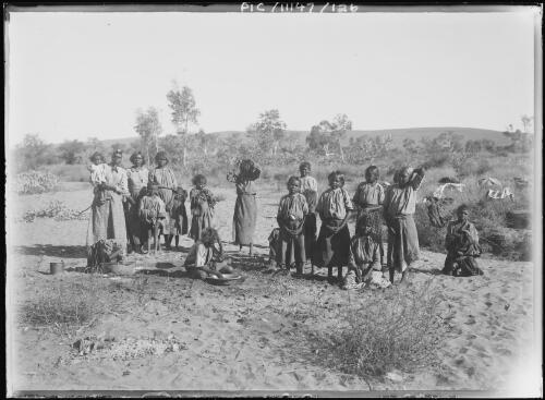A group of Aboriginal women and children at Hermannsburg Lutheran Mission Station, Northern Territory, 1911 [picture]