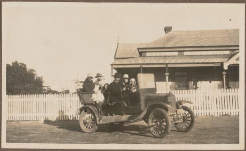 A family out for a drive in a car, Koonibba Mission Station, South Australia