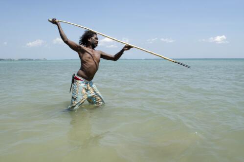 Bluey spear fishing for stingray, East Point, Darwin, Northern Territory, September, 2012 / Darren Clark