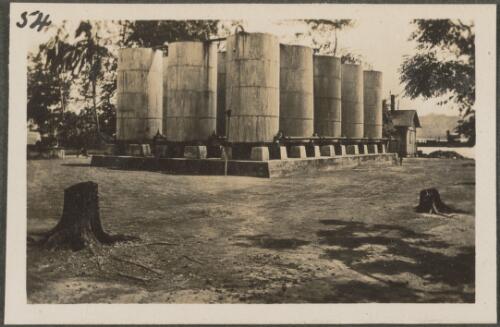Tanks containing filtered water, New Britain Island, Papua New Guinea, approximately 1916