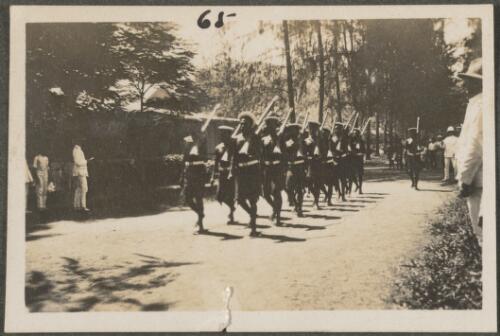 Native Police on parade, Rabaul, New Britain Island, New Guinea, probably 1916