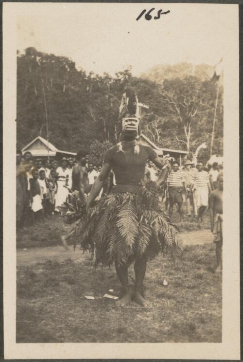 Dancer in a grass skirt, Rabaul, Papua New Guinea, probably 1916