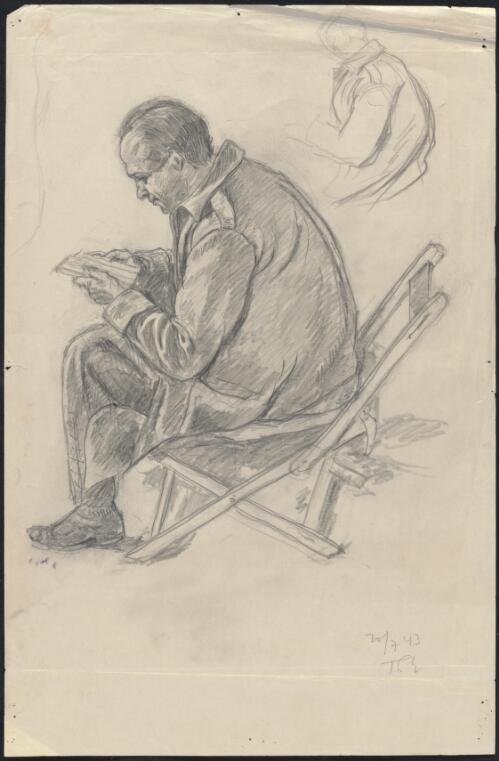 Study of a Dunera boy in a deck chair, 20 July 1943  / Theodor Engel