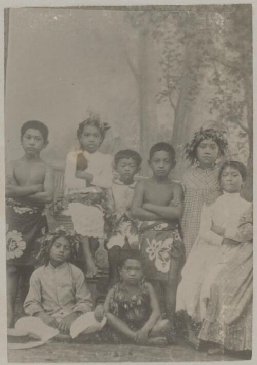 Tahitian children in western clothing, Tahiti, approximately 1895