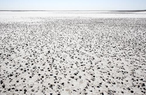 Salt lake with small rocks, Lake Eyre South, South Australia, 2006 / Trevern Dawes