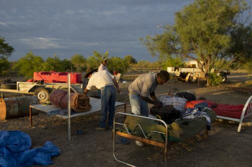 Drovers at the Corella Creek contractors stockcamp Barkly Tablelands, Northern Territory, April 2013 / Darren Clark