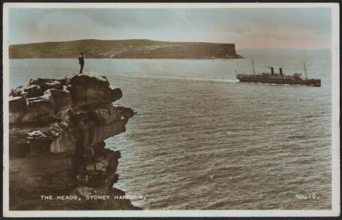 Ship steaming out of the Heads, Sydney Harbour, New South Wales