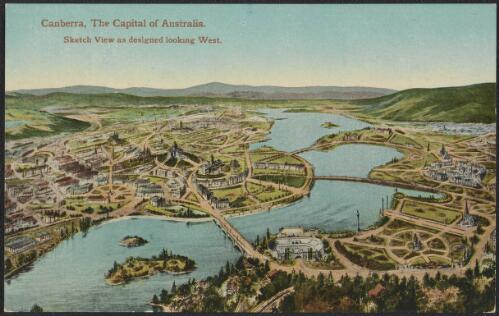 Canberra the capital of Australia, sketch view looking west